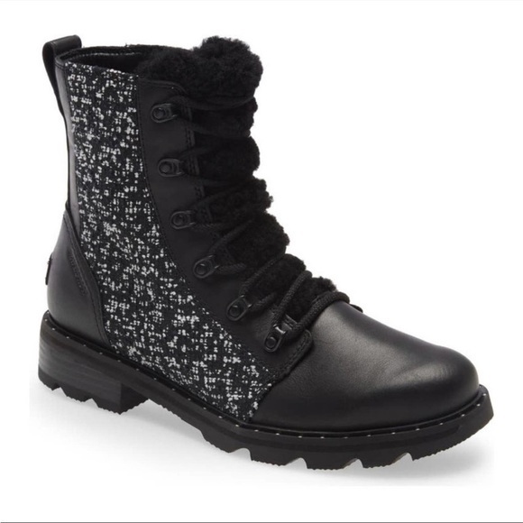SOREL Lennox Lace Cozy Bootie Genuine Shearling Trim...